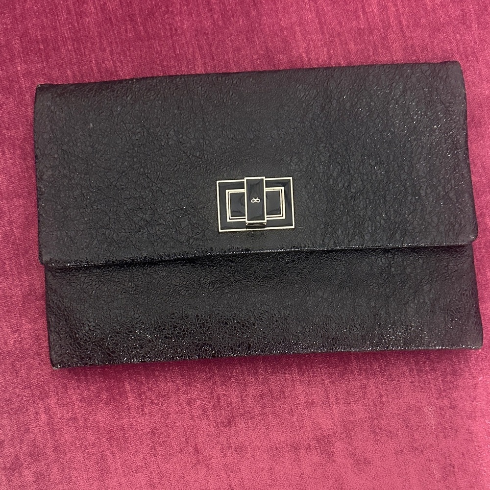 Anya Hindmarch leather patent Black Clutch